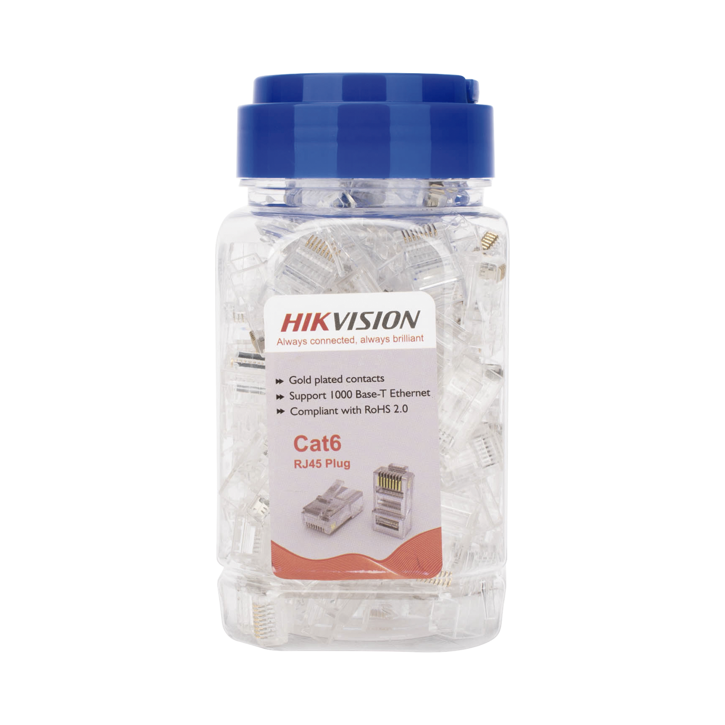 Bote con 100 Piezas de Plug Modular RJ45 / Cat 6 / Chapado en Oro a 30 Micras / Sin Blindaje / Facil Instalación / Uso Interior / Soporta Norma TIA-568B / Cumple con RoHS 2.0