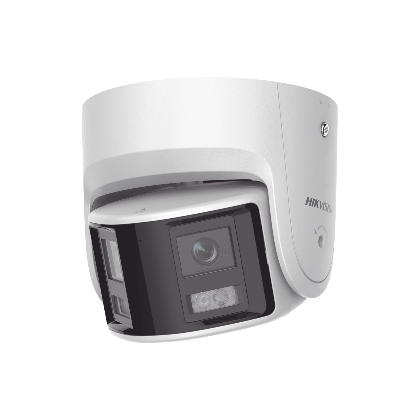 [FlexVu] [PROTECCIÓN ACTIVA] Turret IP Panorámica 4 Megapíxel / 2 Lentes 2.8 mm (180°) / Imagen a Color 24/7 (ColorVu) / PoE / WDR 130° / IP67 / ACUSENSE / Luz Estroboscópica y Alarma Audible / 30 mts Luz Blanca / Mic