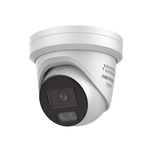 [Dual Light + ColorVu 3.0 + HikAI] Turret IP 4 Megapixel / Lente 2.8 mm / 30 mts IR + Luz Blanca / 2 Microfonos Integrados / Exterior IP67 / Estrobo Azul y Rojo / WDR 130 dB / ACUSENSE 3.0 / Metal / NEMA 4X / ACUSEARCH