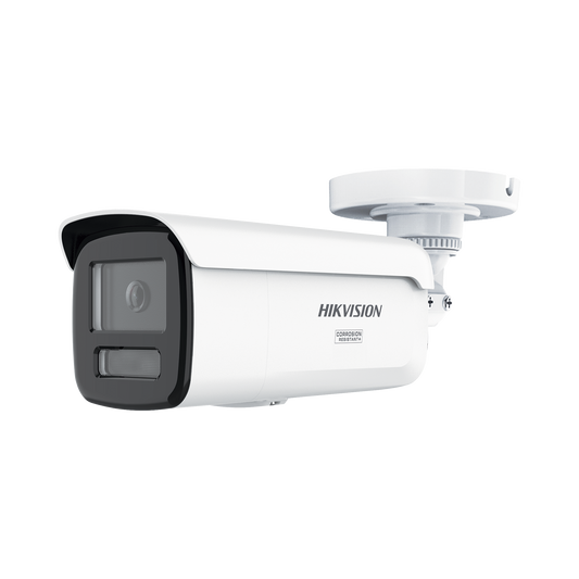 [Dual Light + ColorVu 3.0 + HikAI] Bala IP 6 Megapixel / Lente 4 mm / 60 mts IR + Luz Blanca / Exterior IP67 / Estrobo Azul y Rojo / WDR 130 dB / ACUSENSE 3.0 / Metal / NEMA 4X / ACUSEARCH