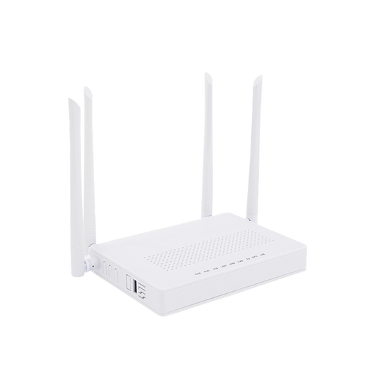 ONU Dual GPON/EPON / Wi-Fi Doble Banda 2.4 y 5 GHz / Soporta MESH / 2 Puertos Gigabit / 1 Puerto PON SC/APC / 1 puerto CATV / Hasta 1200 Mbps vía Wi-Fi
